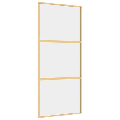 vidaXL Skjutdörr guld 90x205 cm klart ESG-glas och aluminium