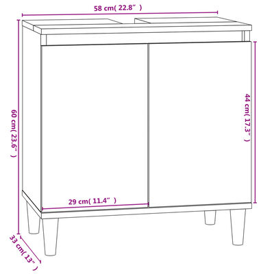 vidaXL Tvättställsskåp svart 58x33x60 cm konstruerat trä