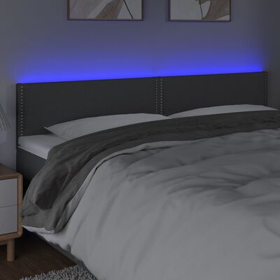 vidaXL Sänggavel LED mörkgrå 180x5x78/88 cm tyg