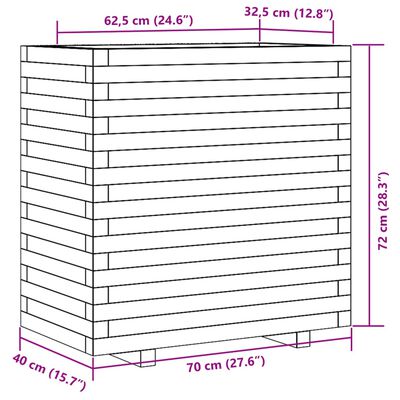 vidaXL Odlingslåda 70x40x72 cm vit massiv furu