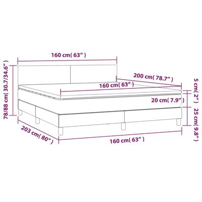 vidaXL Ramsäng med madrass ljusgrå 160x200 cm tyg