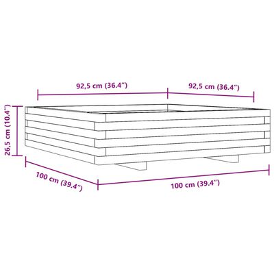 vidaXL Odlingslåda vaxbrun 100x100x26,5 cm massiv furu