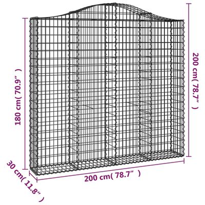 vidaXL Gabioner bågformade 13 st 200x30x180/200 cm galvaniserat järn