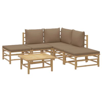 vidaXL Loungegrupp 6 delar taupe dynor bambu