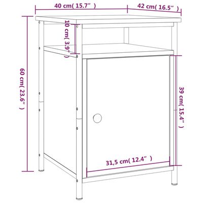 vidaXL Sängbord sonoma-ek 40x42x60 cm konstruerat trä