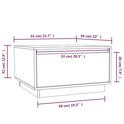 vidaXL Soffbord svart 55x56x32 cm massivt furu