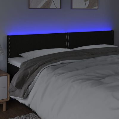 vidaXL Sänggavel LED svart 180x5x78/88 cm tyg