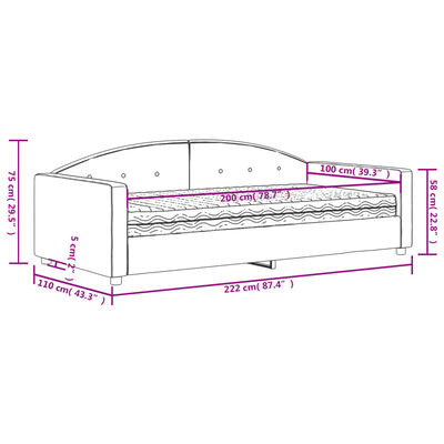 vidaXL Dagbädd med madrass ljusgrå 100x200 cm sammet