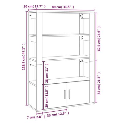 vidaXL Skänk svart 80x30x119,5 cm konstruerat trä