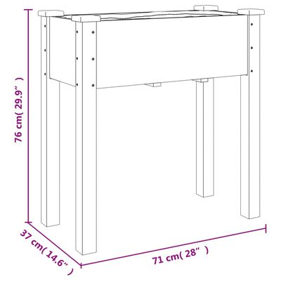 vidaXL Odlingslåda med foder grå 71x37x76 cm massivt granträ