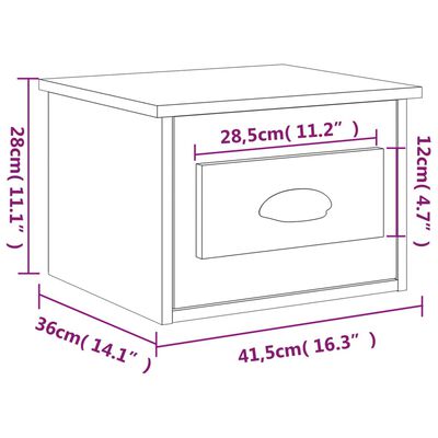 vidaXL Väggmonterade sängbord sonoma-ek 41,5x36x28 cm