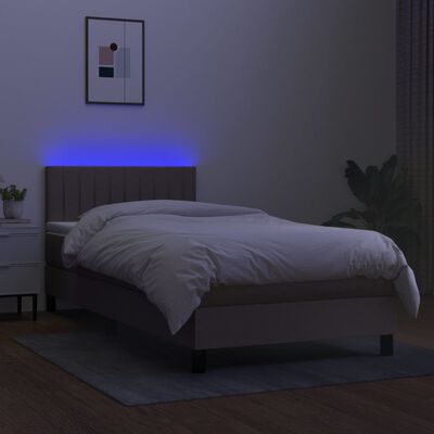 vidaXL Ramsäng med madrass & LED taupe 100x200 cm tyg