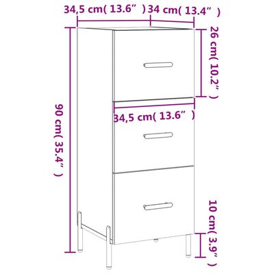 vidaXL Skänk vit 34,5x34x90 cm konstruerat trä