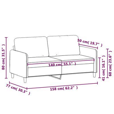 vidaXL Soffa 2-sits svart 140 cm sammet