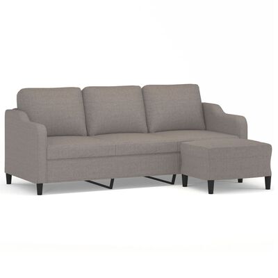 vidaXL 3-sitssoffa med fotpall taupe 180 cm tyg