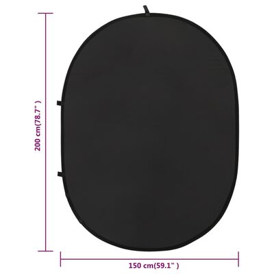 vidaXL Oval bakgrundsskärm studio 2-i-1 svart och grå 200x150 cm