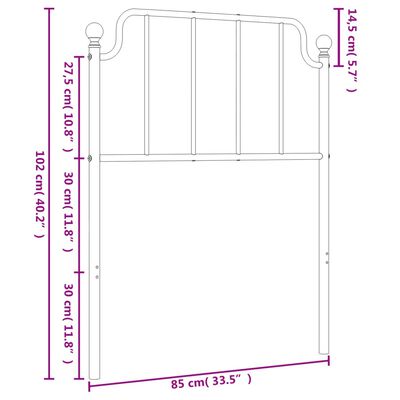 vidaXL Huvudgavel metall svart 80 cm