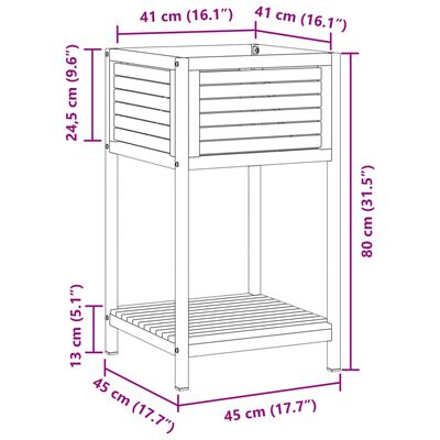 vidaXL Odlingslåda med hylla 45x45x80 cm massiv akacia och stål