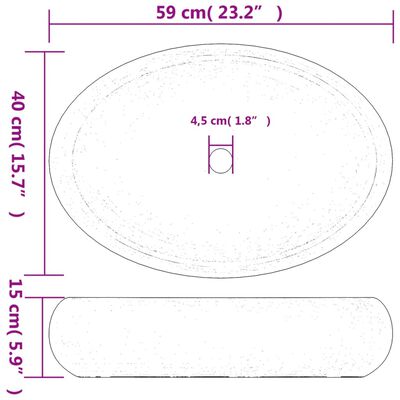 vidaXL Handfat brun oval 59x40x15 cm keramik