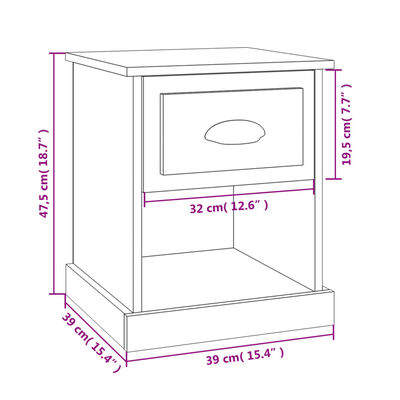 vidaXL Sängbord 2 st betonggrå 39x39x47,5 cm konstruerat trä