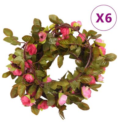 vidaXL Julkransar med blommor 6 st rosor 215 cm