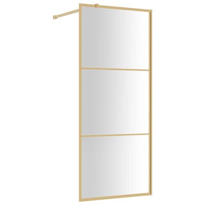 vidaXL Duschvägg med klart ESG-glas guld 80x195 cm