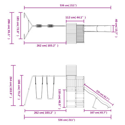 vidaXL Lekplats impregnerad furu