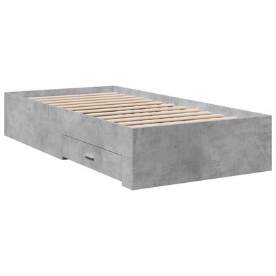 vidaXL Sängram med lådor betonggrå 75x190 cm konstruerat trä