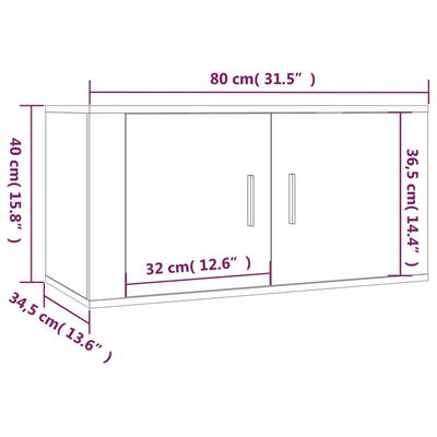 vidaXL Väggmonterade tv-skåp 2 st betonggrå 80x34,5x40 cm