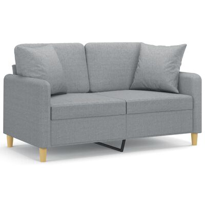 vidaXL 2-sits soffa med prydnadskuddar ljusgrå 120 cm tyg