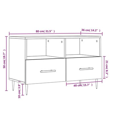 vidaXL Tv-bänk svart 80x36x50 cm konstruerat trä