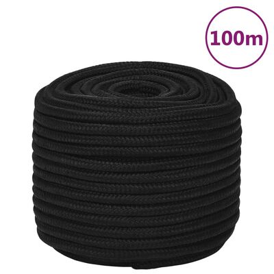 vidaXL Rep svart 12 mm 100 m polyester