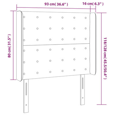 vidaXL Sänggavel med kanter cappuccino 93x16x118/128 cm konstläder