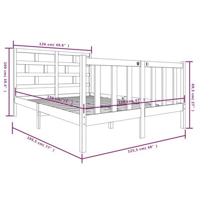 vidaXL Sängram massiv furu 120x190 cm