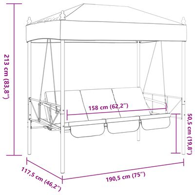 vidaXL Hammock med tak kaffebrun stål