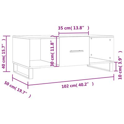 vidaXL Soffbord betonggrå 102x50x40 cm konstruerat trä