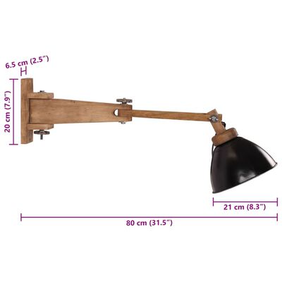 vidaXL Vägglampa 25 W svart E27