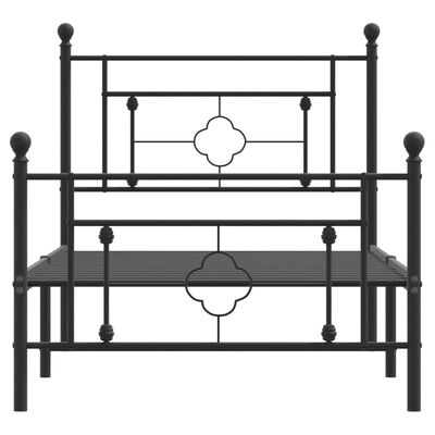 vidaXL Sängram med huvudgavel och fotgavel svart metall 90x190 cm