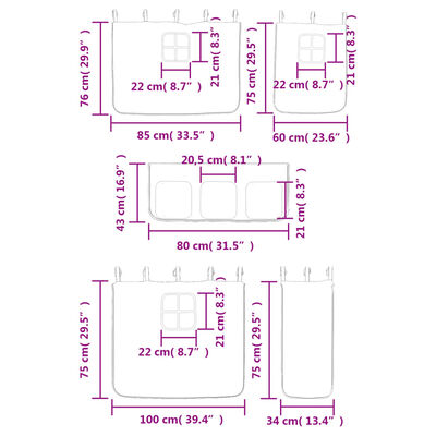 vidaXL Loftsäng med rutschkana rosa 80x200 cm massiv furu