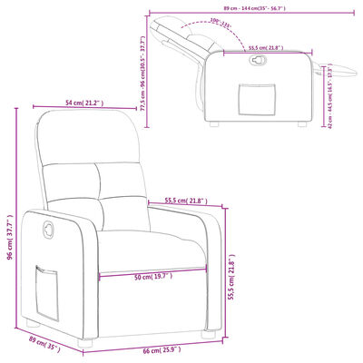 vidaXL Reclinerfåtölj gräddvit tyg