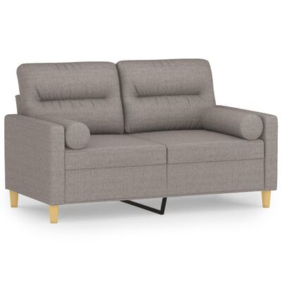 vidaXL 2-sits soffa med prydnadskuddar taupe 120 cm tyg