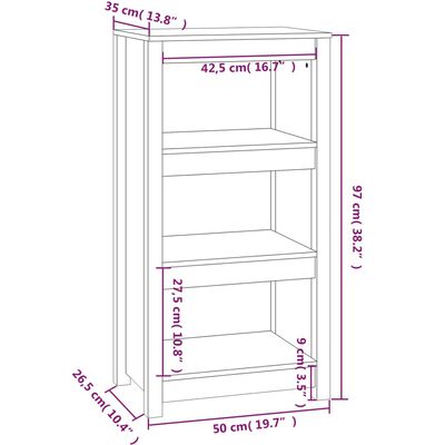 vidaXL Bokhylla vit 50x35x97 cm massiv furu