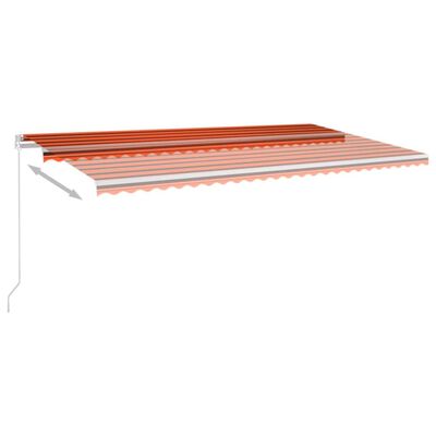 vidaXL Markis med LED manuellt infällbar 600x350 cm orange och brun