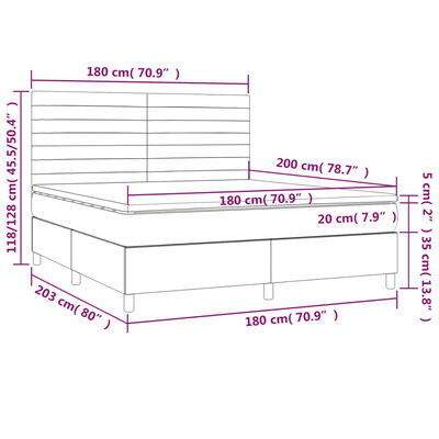 vidaXL Ramsäng med madrass ljusgrå 180x200 cm tyg