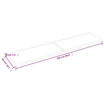 vidaXL Bordsskiva 220x50x(2-4) cm obehandlad massiv ek