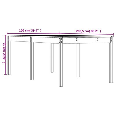 vidaXL Trädgårdsbord 203,5x100x76 cm massiv furu