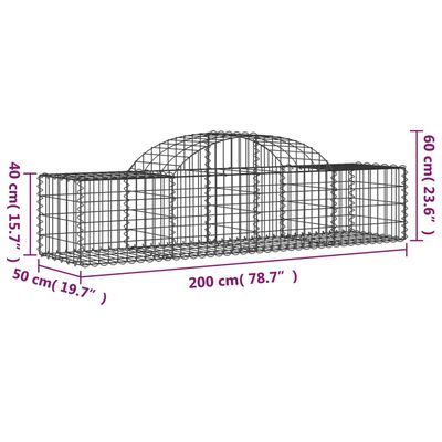 vidaXL Gabioner bågformade 5 st 200x50x40/60 cm galvaniserat järn