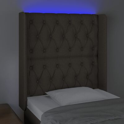 vidaXL Sänggavel LED taupe 83x16x118/128 cm tyg