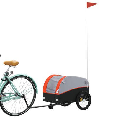 vidaXL Cykelvagn svart och orange 30 kg järn