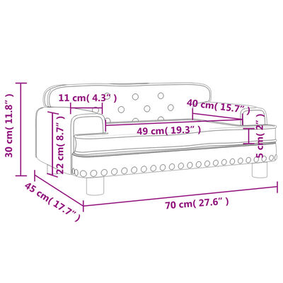 vidaXL Barnsoffa blå 70x45x30 cm sammet